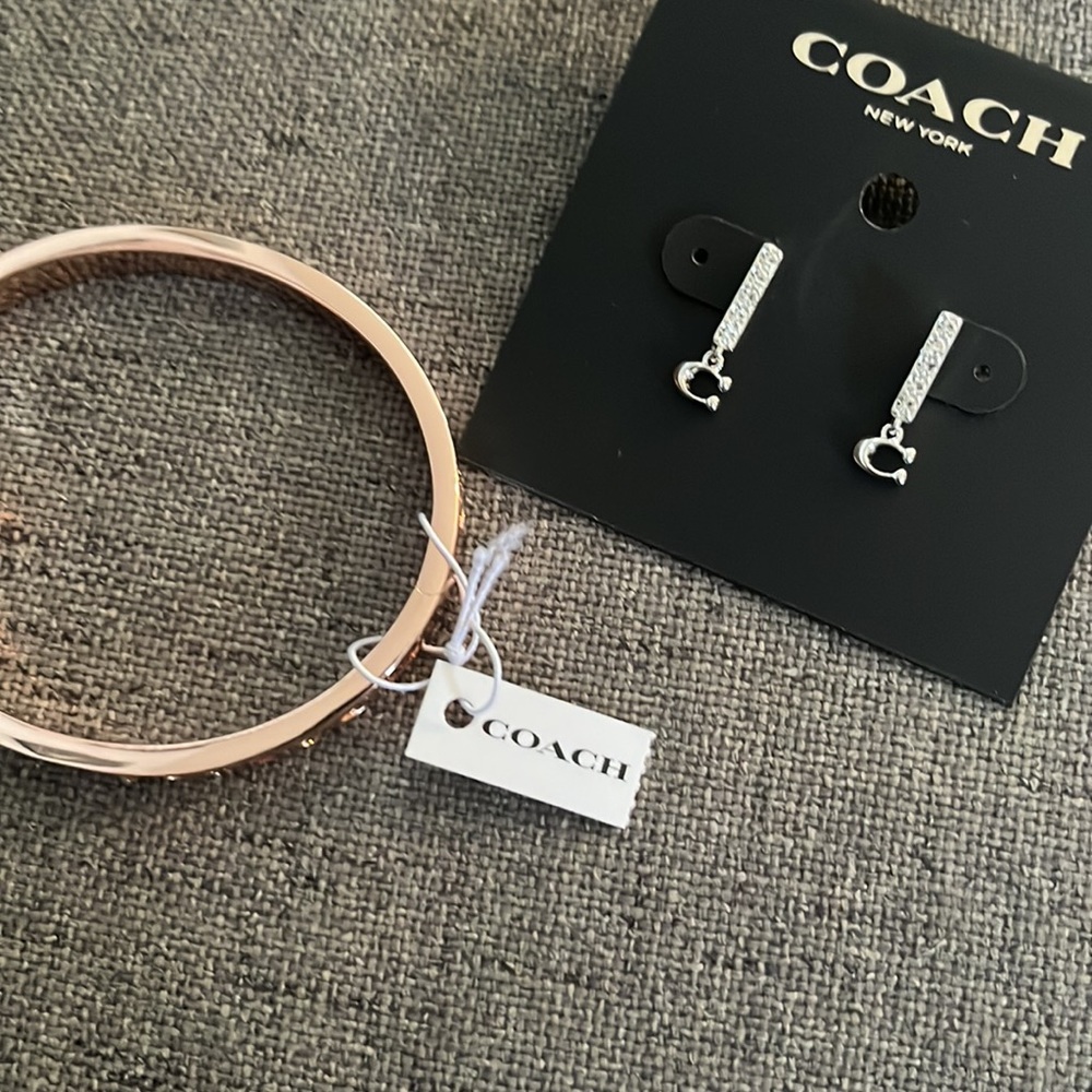 Coach Bundle….Rose Gold Bangle and Silver and diamond earrings!🧚 - Picture 6 of 6